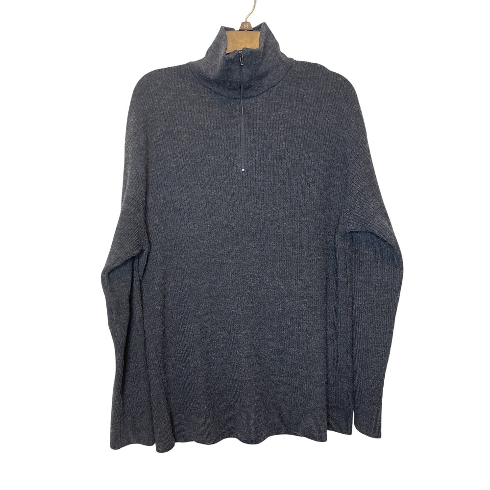 Malagrida 1/4 Quarter Zip Sweater Men's 2XL Made in Italy Virgin Wool Blend Gray